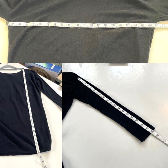 Vince Black Sweater Tunic Top Women's XS Cashmere Blend Keyhole Back with Tie - Picture 5 of 6